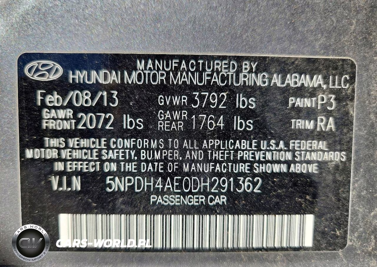 2013 Hyundai Elantra Gls VIN:5NPDH4AE0DH291362 - 12