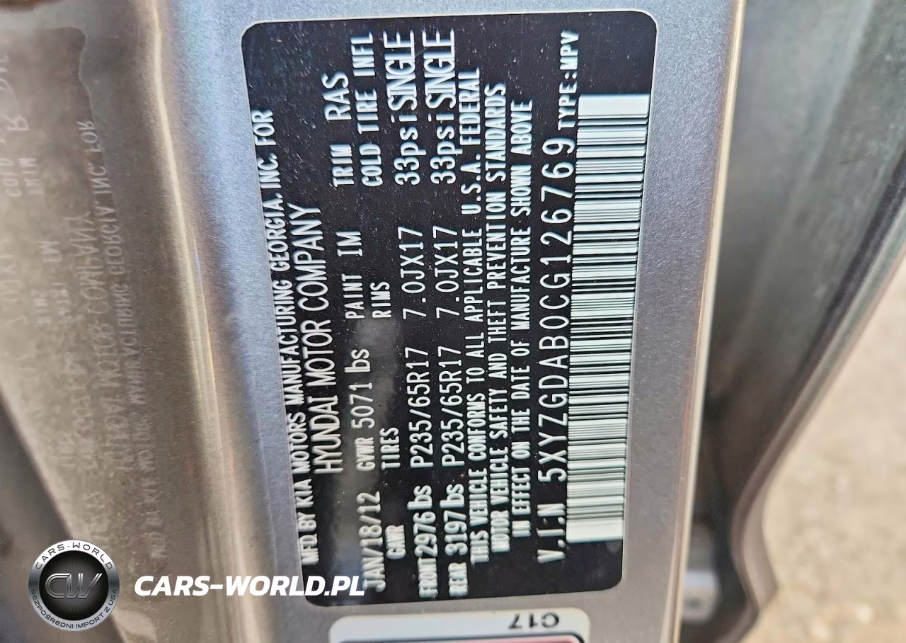 2012 Hyundai Santa Fe Gls VIN:5XYZGDAB0CG126769 - 13