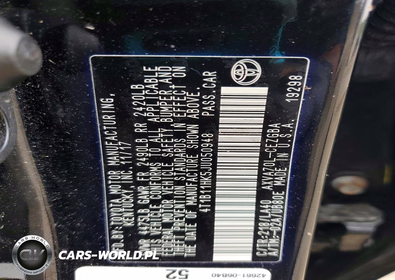 2018 Toyota Camry Xle VIN:4T1B11HK5JU050948 - 12