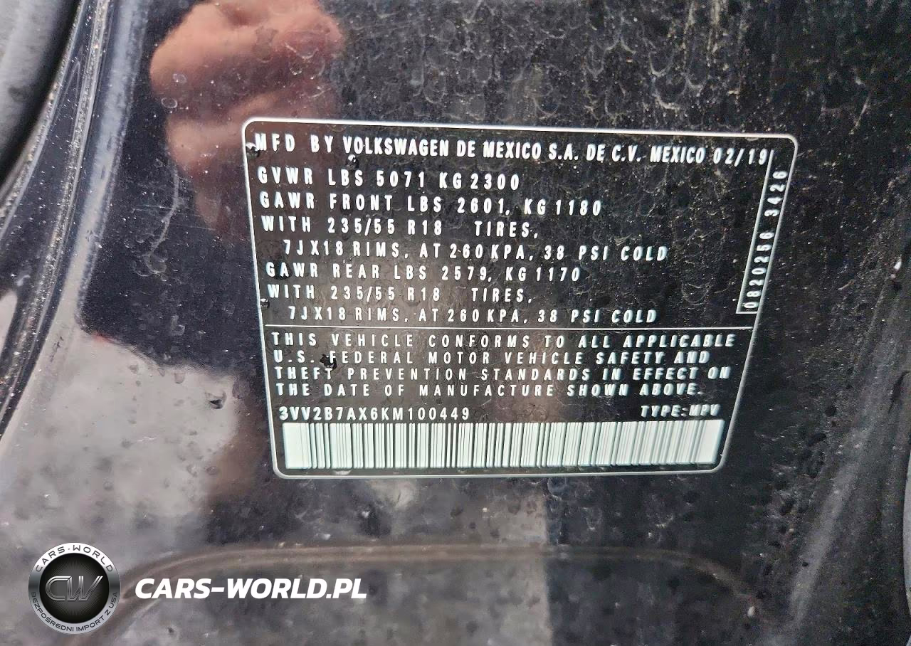 2019 Volkswagen Tiguan Se VIN:3VV2B7AX6KM100449 - 13