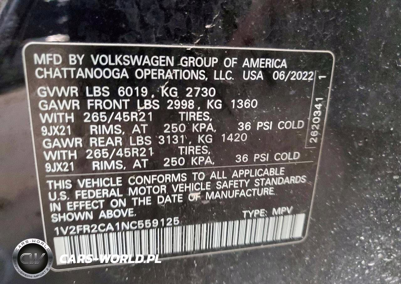2022 Volkswagen Atlas Sel Premium R-Line VIN:1V2FR2CA1NC559125 - 13