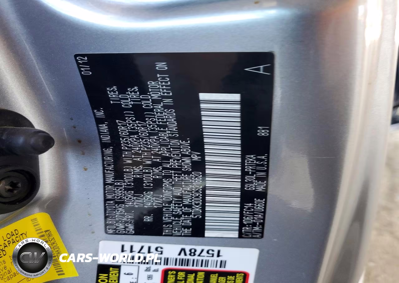 2012 Toyota Sienna Le VIN:5TDKK3DC9CS216620 - 13