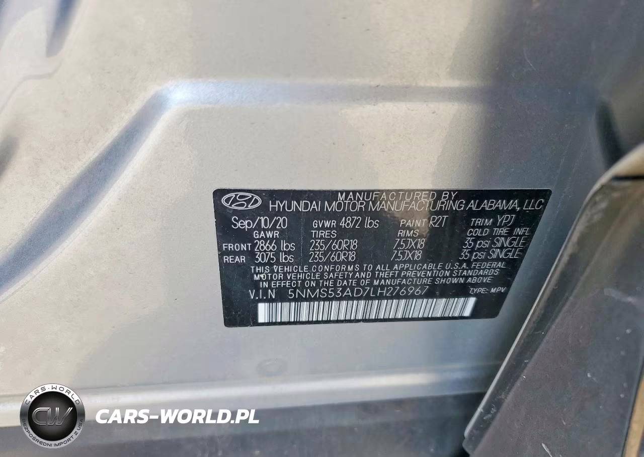 2020 Hyundai Santa Fe Limited VIN:5NMS53AD7LH276967 - 13