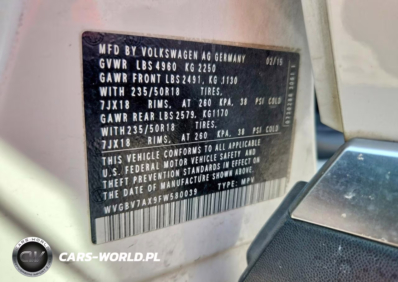 2015 Volkswagen Tiguan S VIN:WVGBV7AX9FW580039 - 14