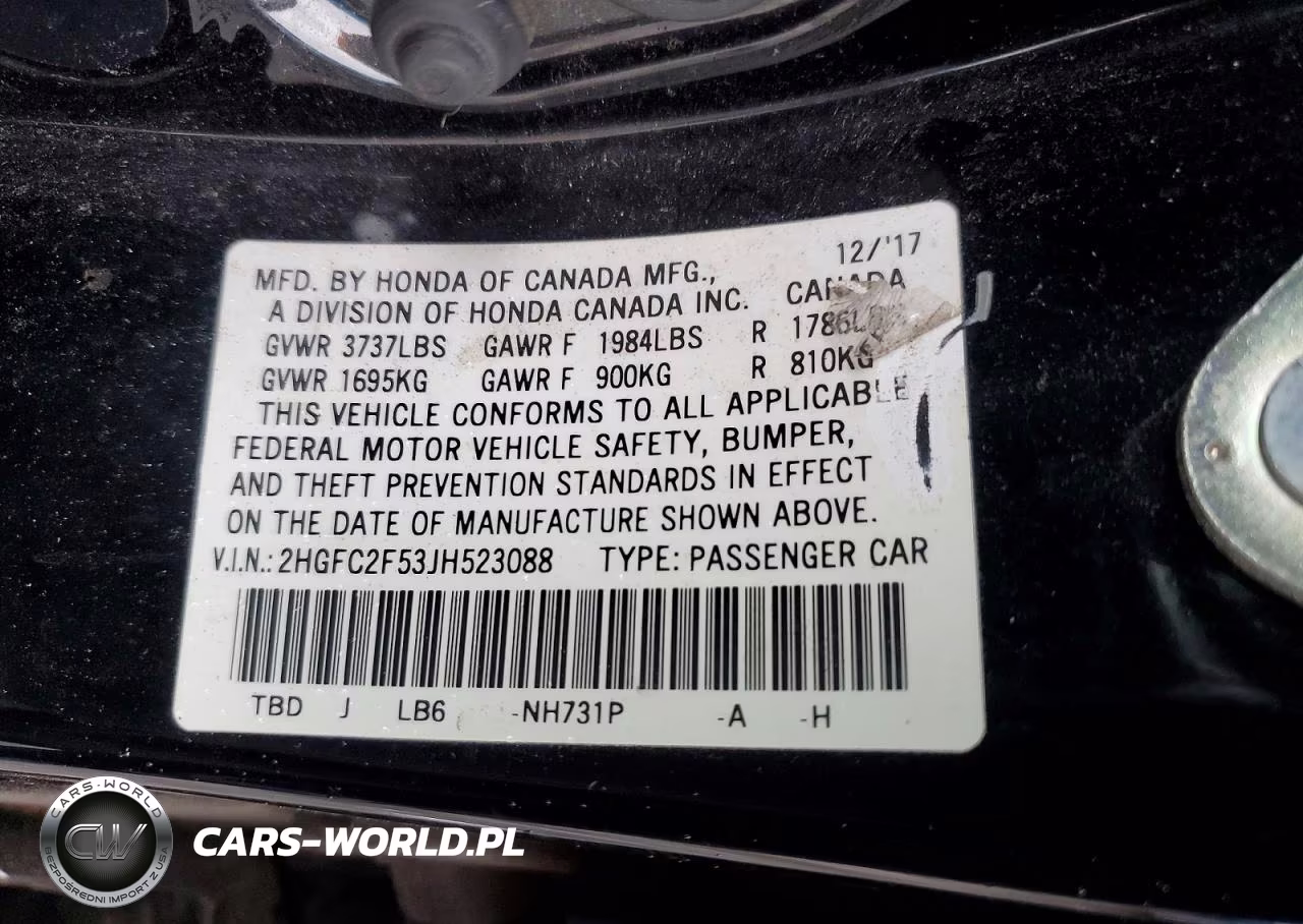 2018 Honda Civic Lx VIN:2HGFC2F53JH523088 - 12