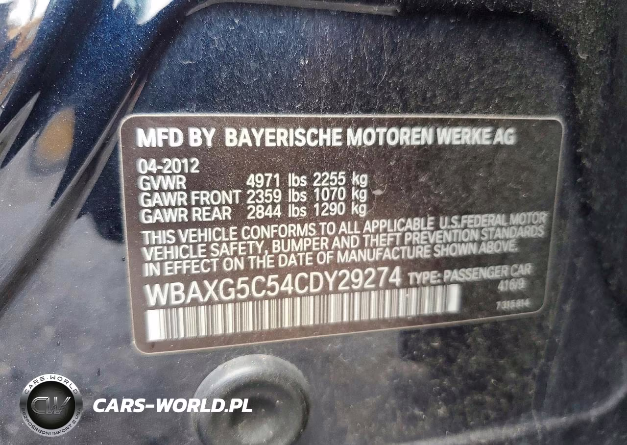 2012 BMW 528 I VIN:WBAXG5C54CDY29274 - 12