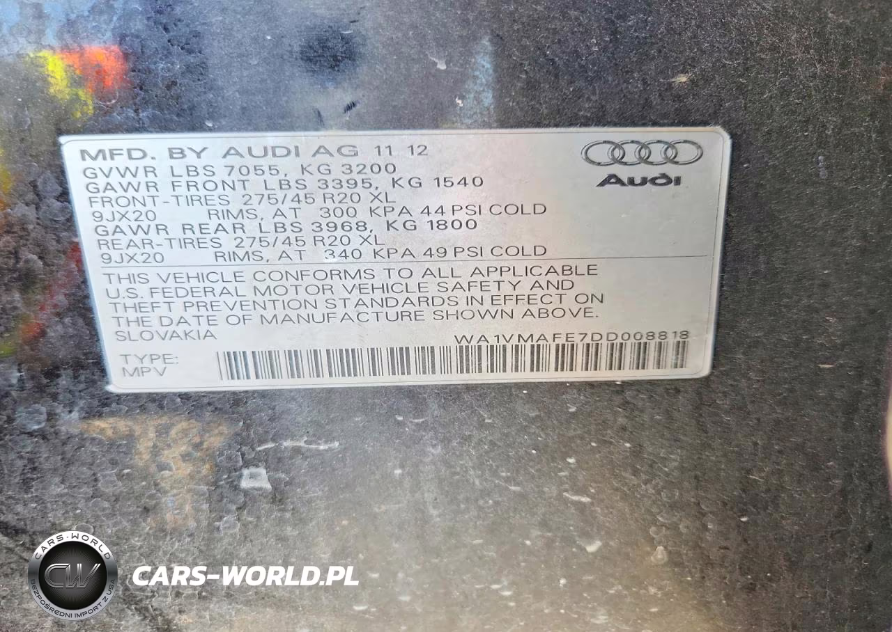 2013 Audi Q7 Prestige VIN:WA1VMAFE7DD008818 - 13