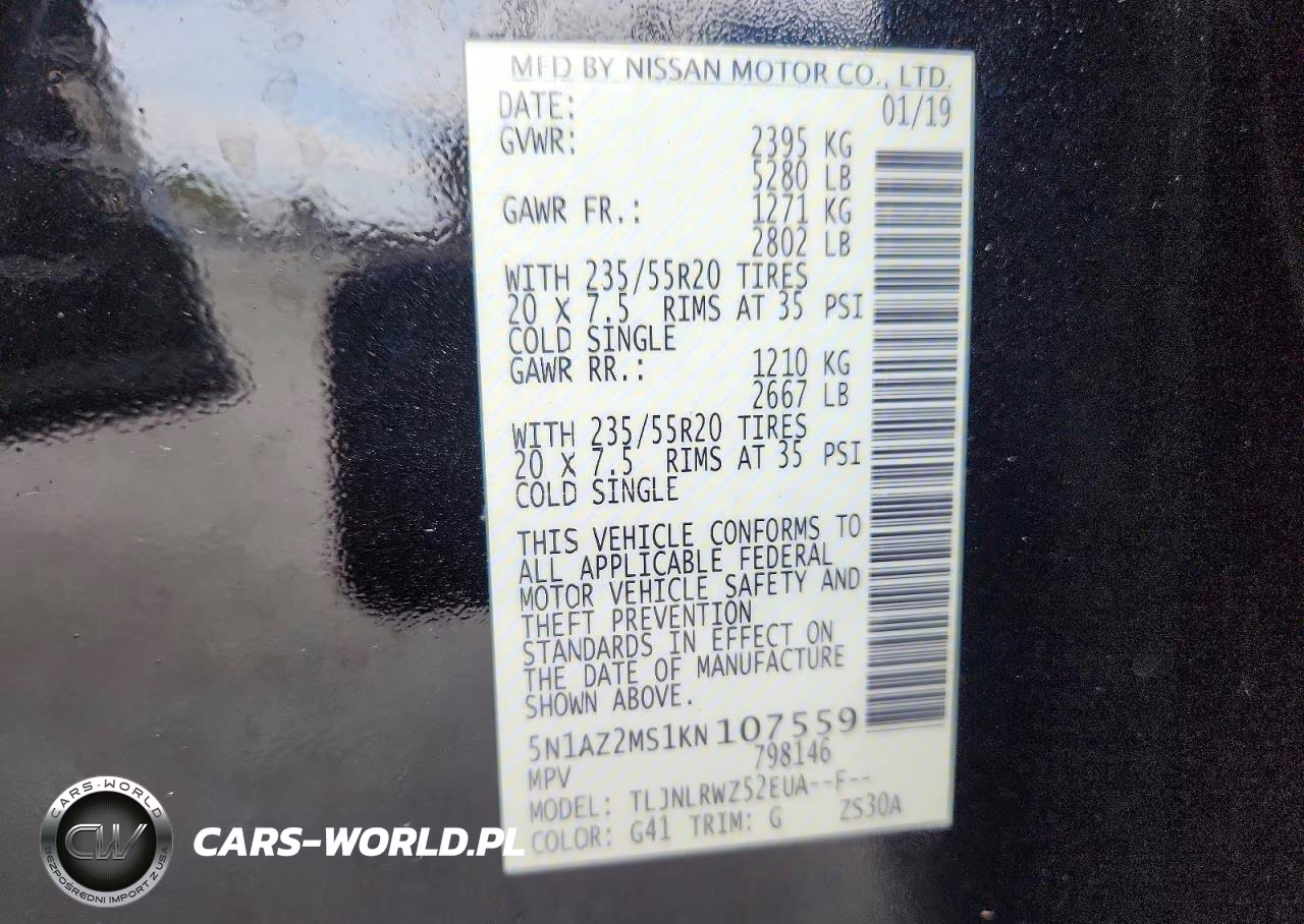 2019 Nissan Murano Sl VIN:5N1AZ2MS1KN107559 - 13