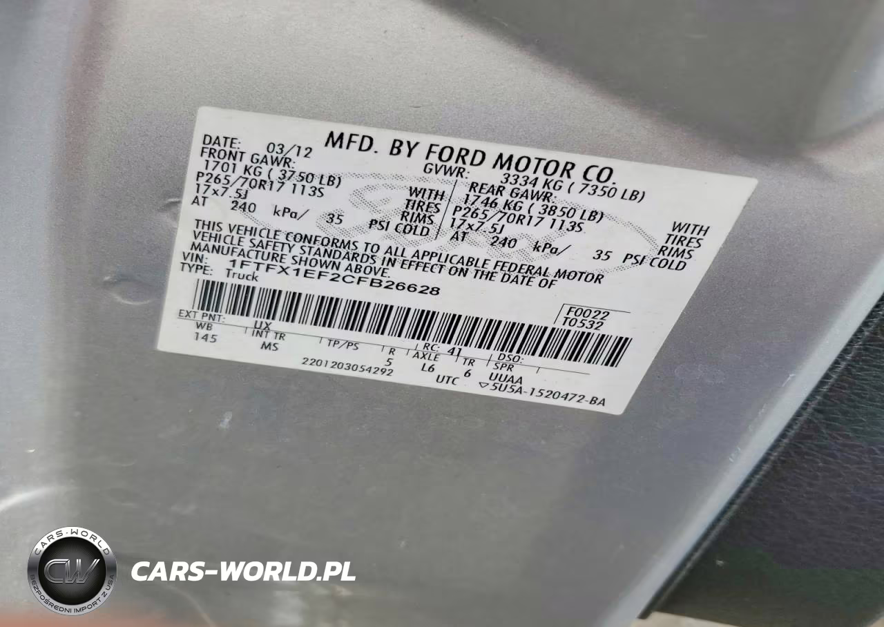 2012 Ford F150 Super Cab VIN:1FTFX1EF2CFB26628 - 12