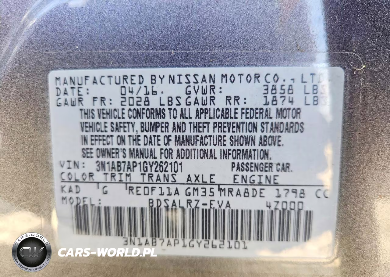 2016 Nissan Sentra Sr VIN:3N1AB7AP1GY262101 - 12