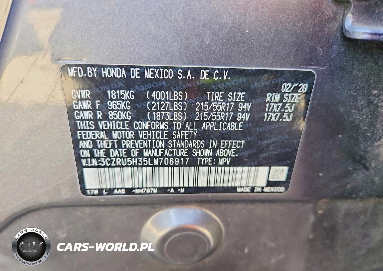 2020 Honda Hr-V Lx VIN:3CZRU5H35LM706917 - 13