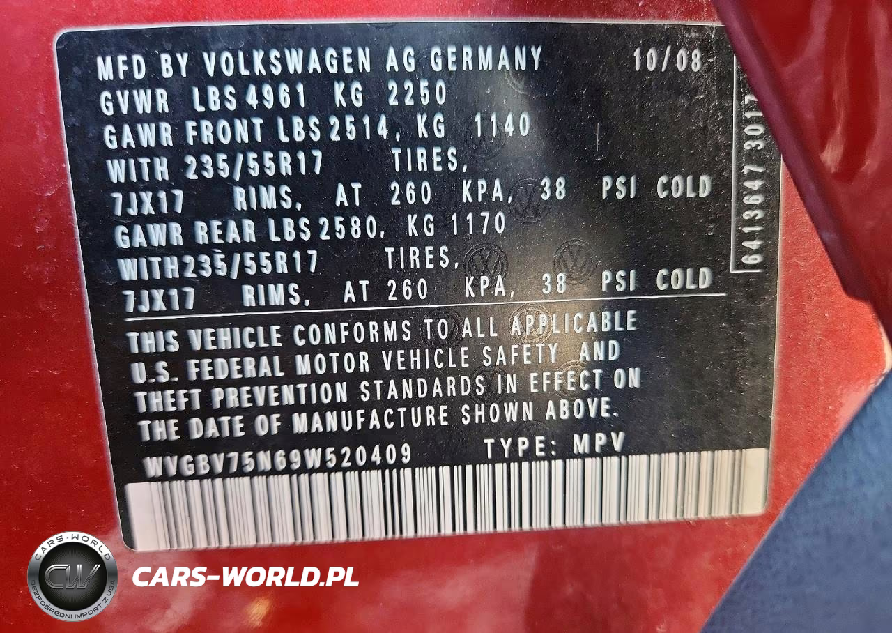 2009 Volkswagen Tiguan Se VIN:WVGBV75N69W520409 - 13