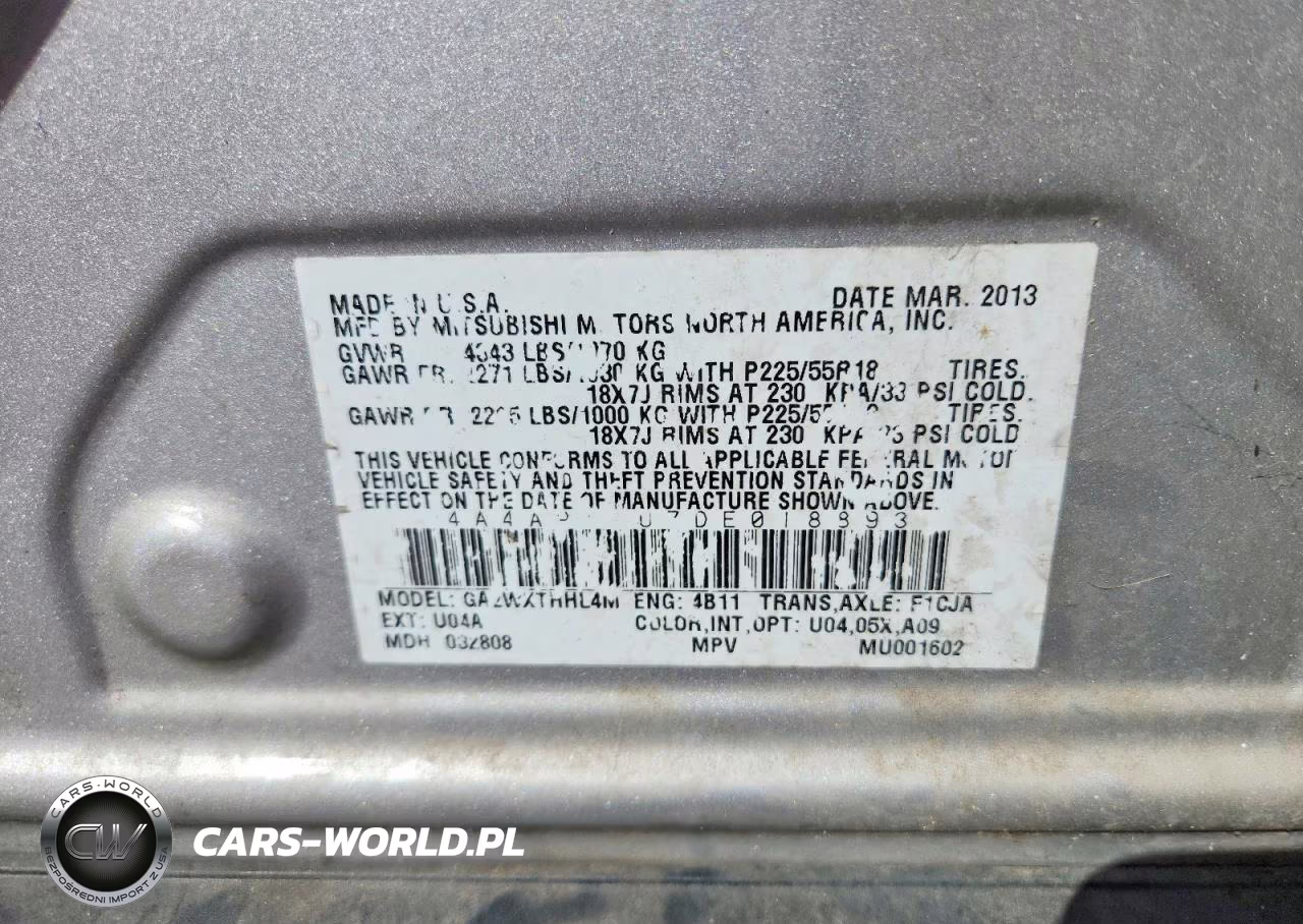 2013 Mitsubishi Outlander Sport Se VIN:4A4AP4AU7DE018893 - 13