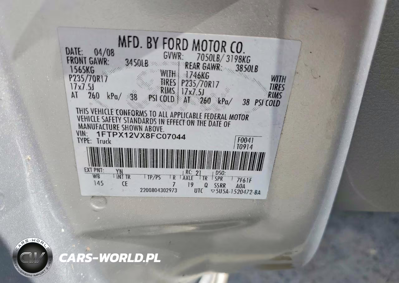 2008 Ford F150 VIN:1FTPX12VX8FC07044 - 12