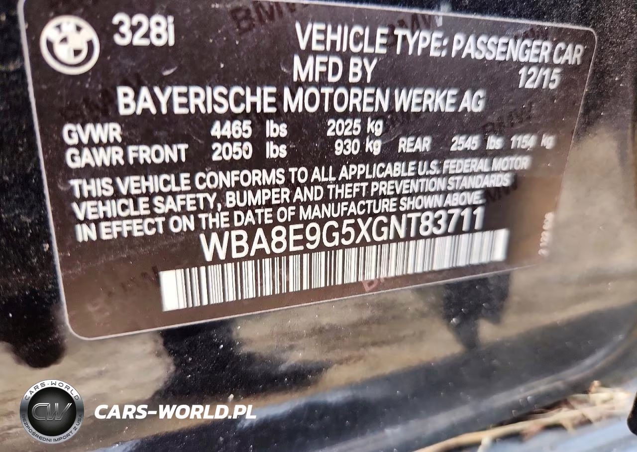 2016 BMW 328 I Sulev VIN:WBA8E9G5XGNT83711 - 12