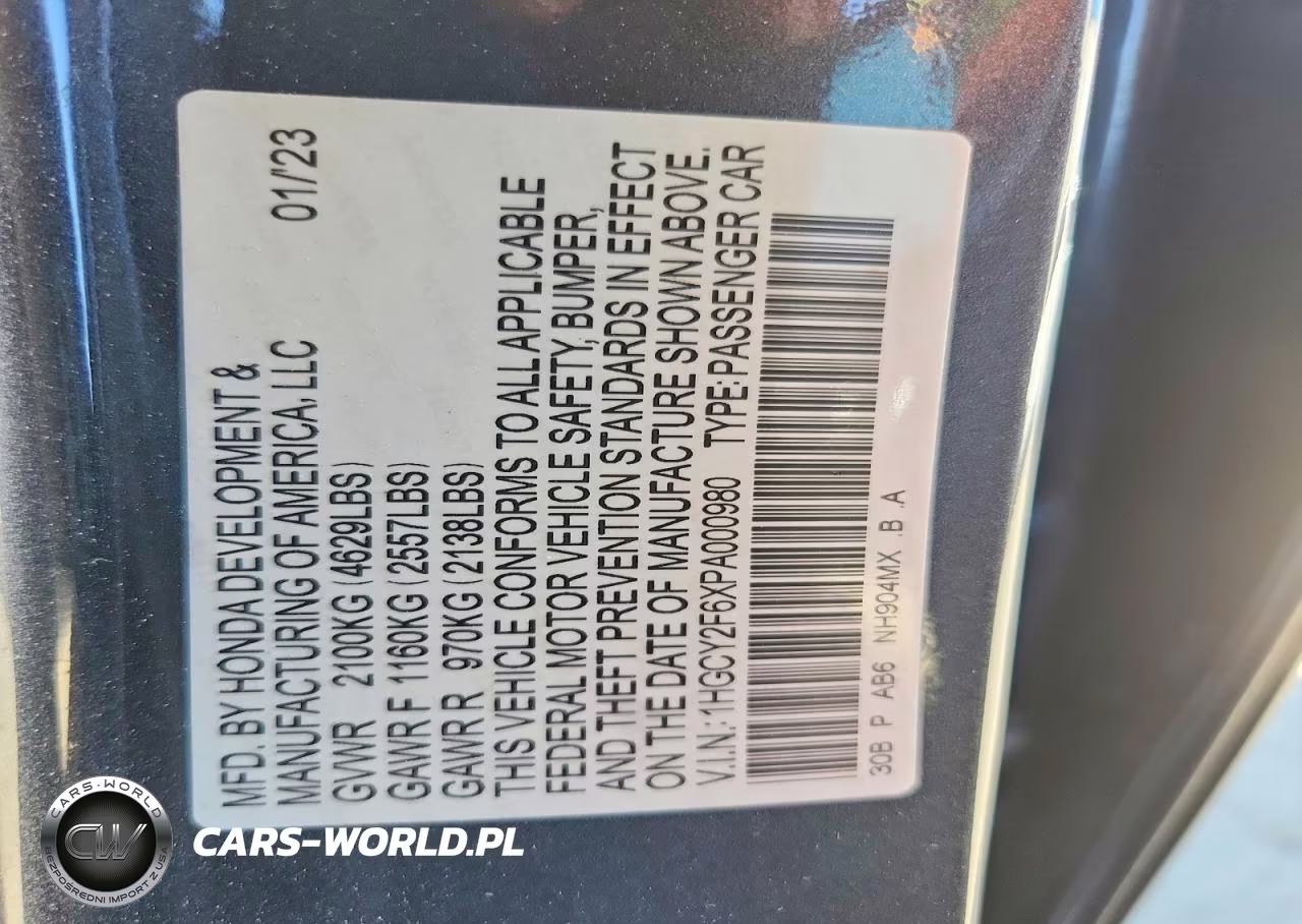 2023 Honda Accord Hybrid Exl VIN:1HGCY2F6XPA000980 - 12