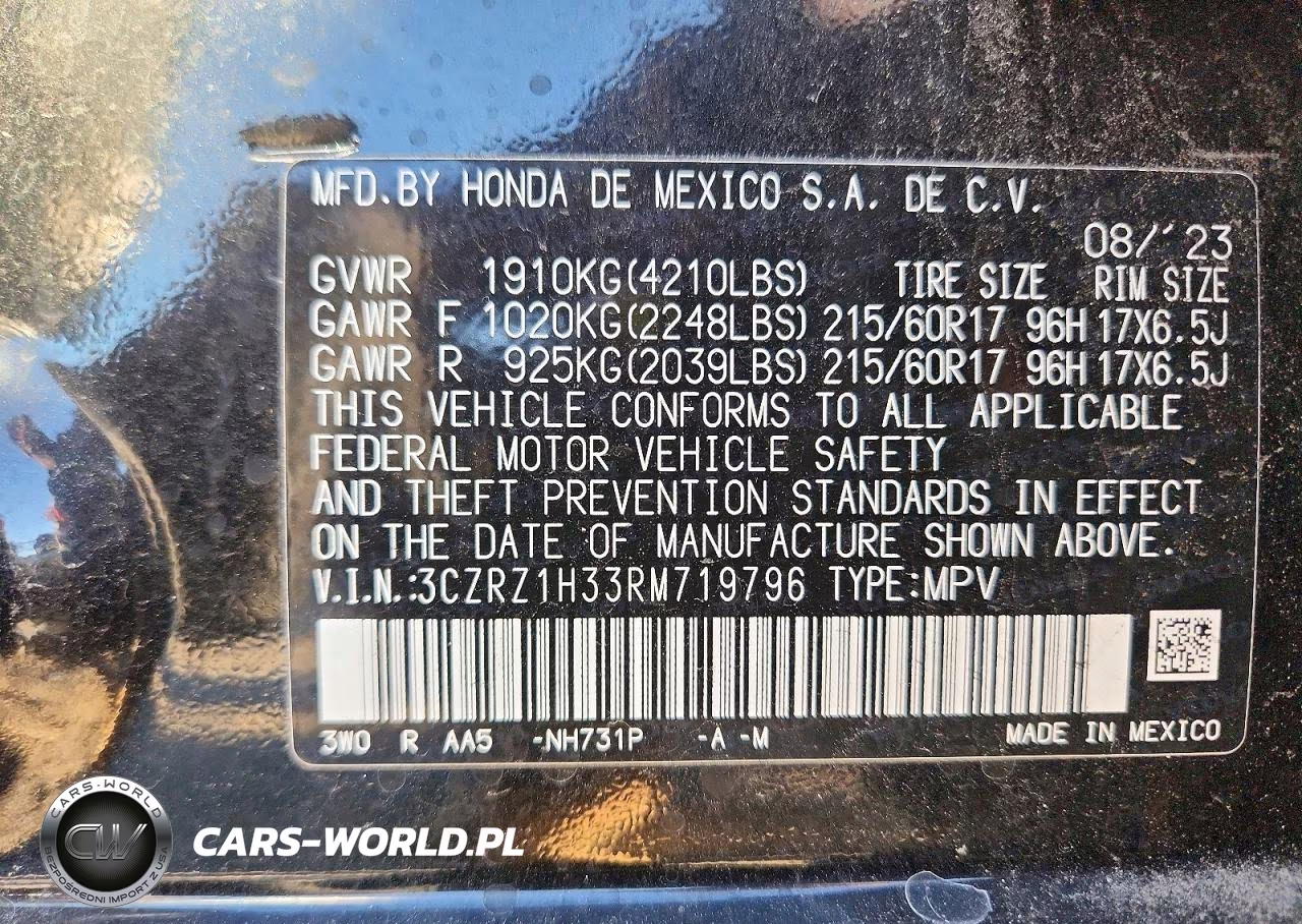 2024 Honda Hr-V Lx VIN:3CZRZ1H33RM719796 - 13