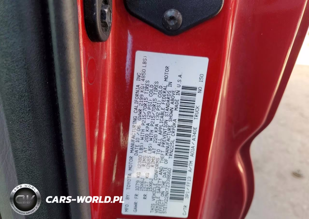 2007 Toyota Tacoma Base VIN:5TETX22NX7Z338660 - 12