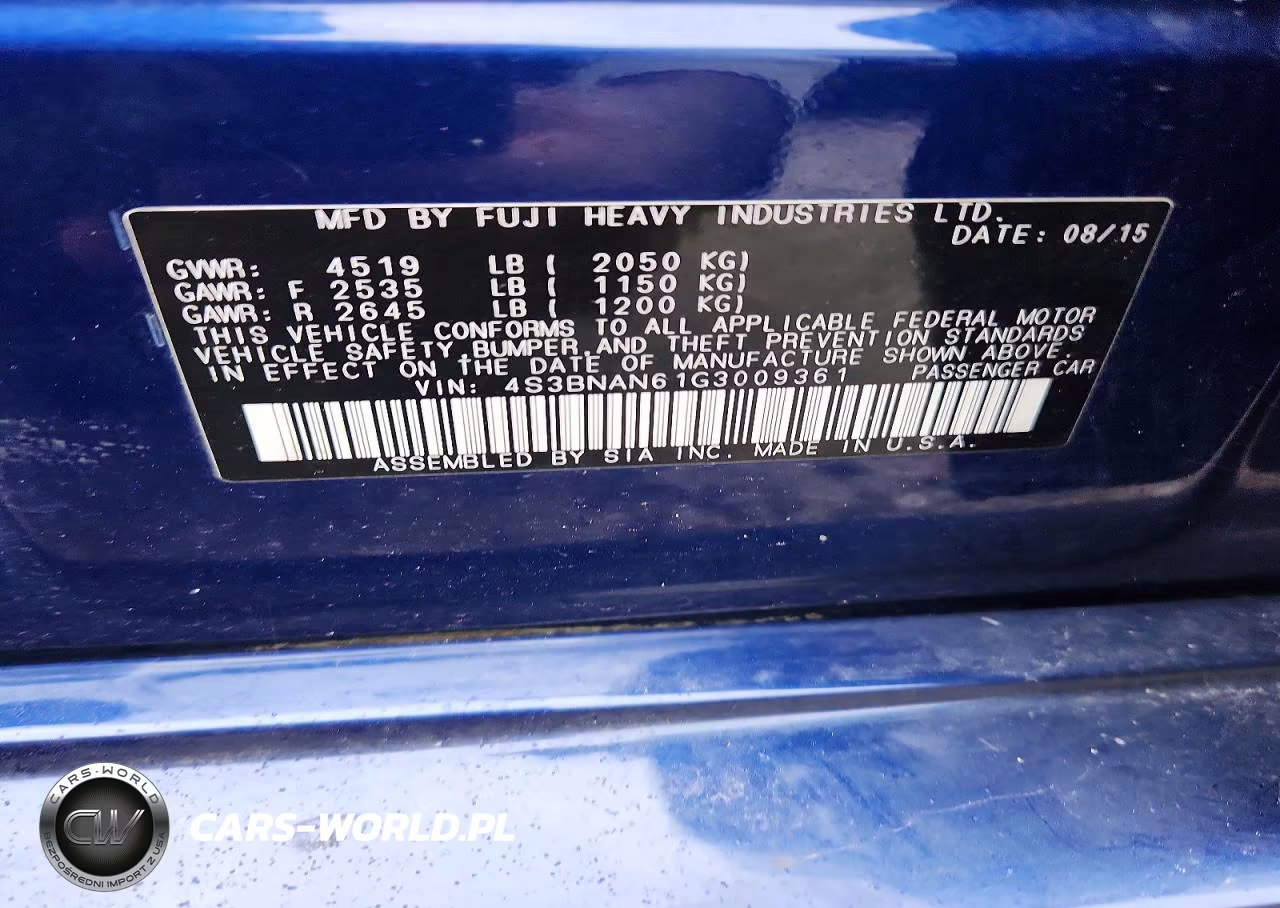 2016 Subaru Legacy 2.5I Limited VIN:4S3BNAN61G3009361 - 12