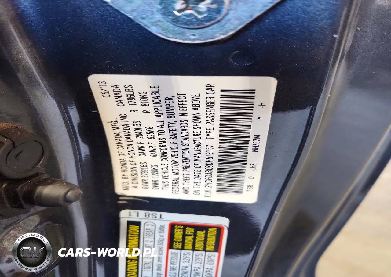 2013 Honda Civic Exl VIN:2HGFG3B08DH519157 - 12