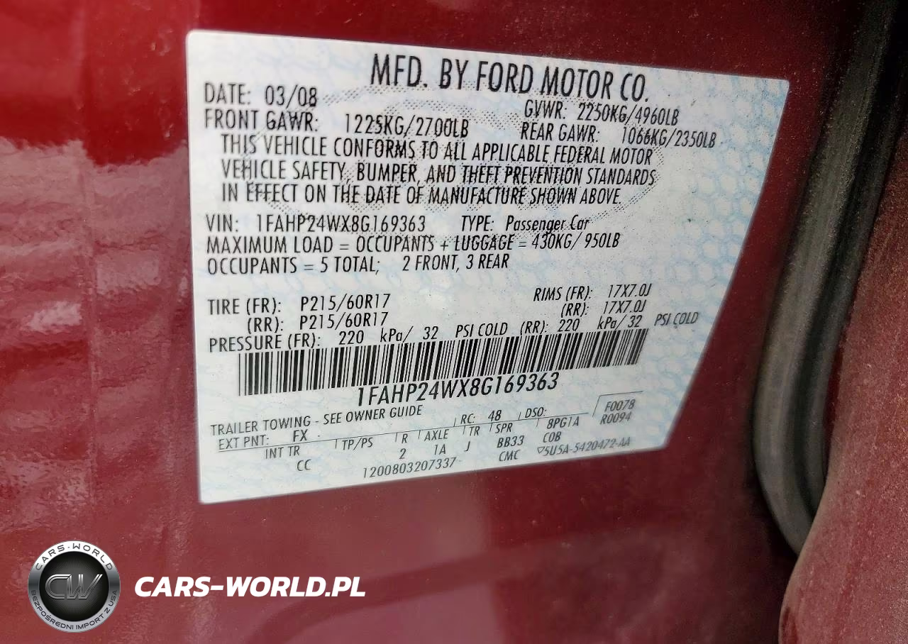 2008 Ford Taurus Sel VIN:1FAHP24WX8G169363 - 12