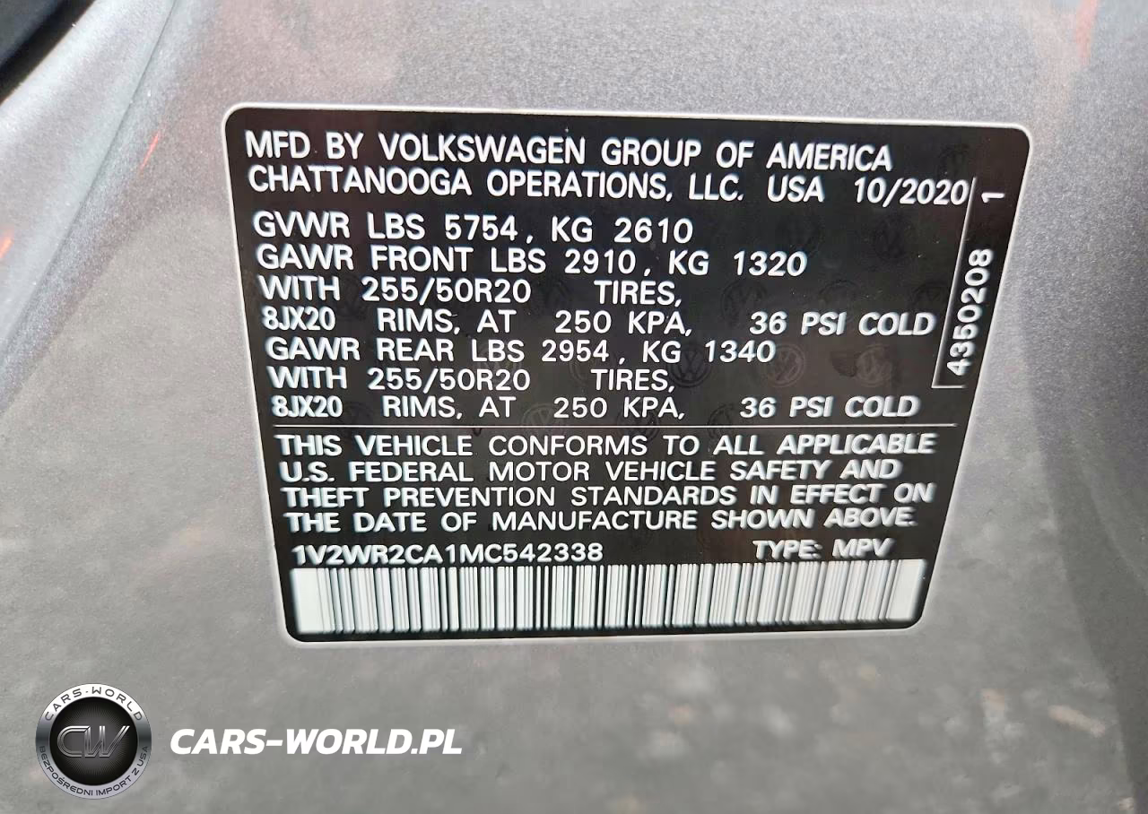 2021 Volkswagen Atlas Se VIN:1V2WR2CA1MC542338 - 13