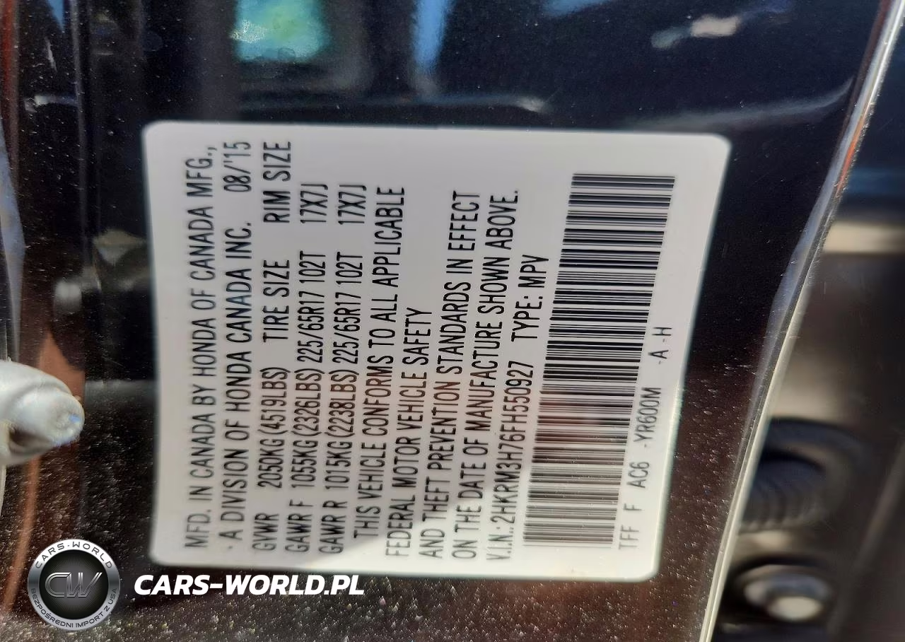 2015 Honda Cr-V Exl VIN:2HKRM3H76FH550927 - 13