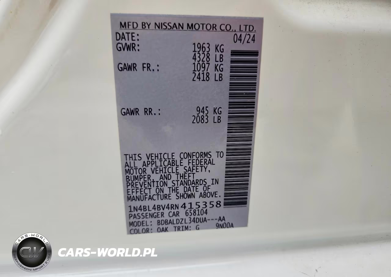 2024 Nissan Altima S VIN:1N4BL4BV4RN415358 - 13