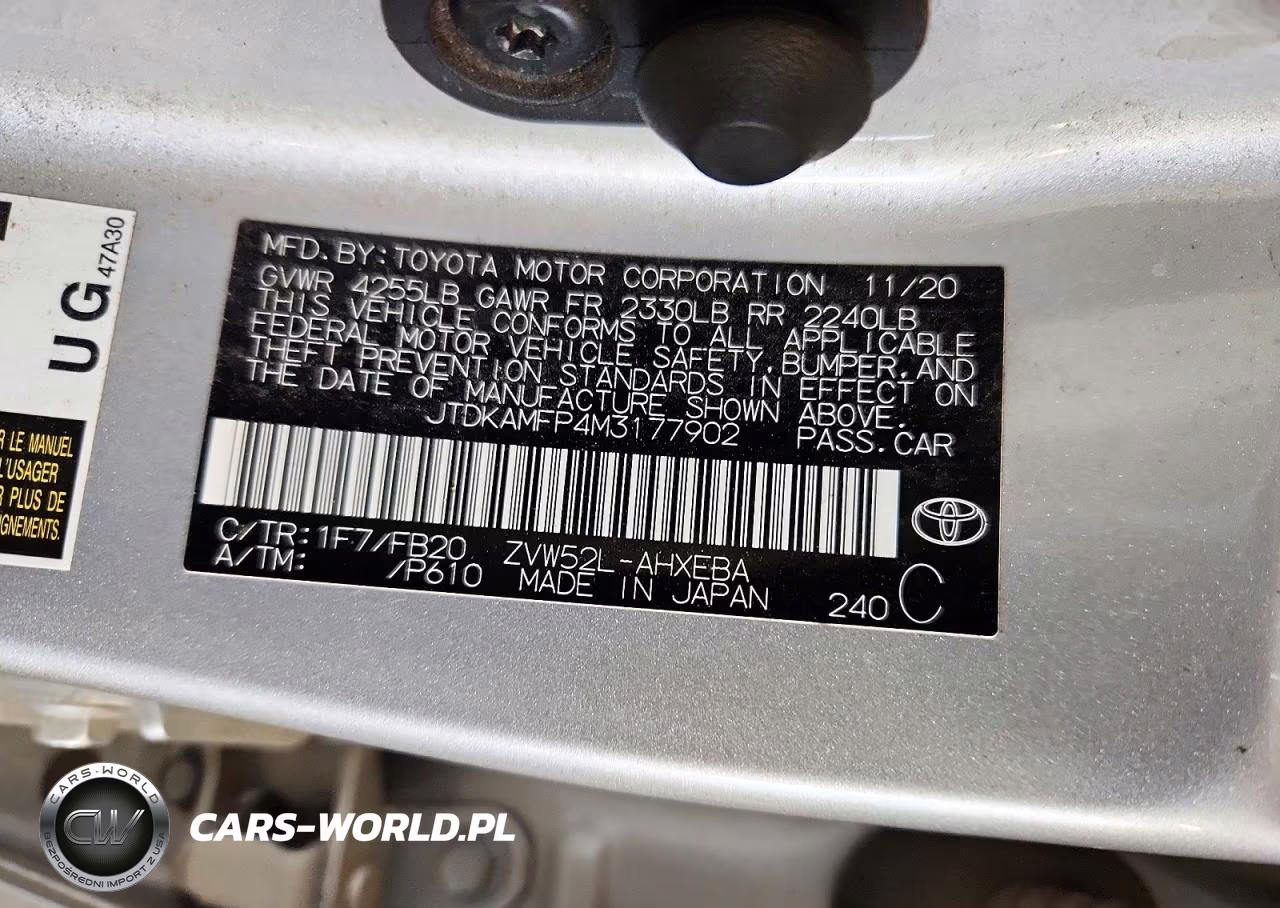 2021 Toyota Prius Prime Le VIN:JTDKAMFP4M3177902 - 12