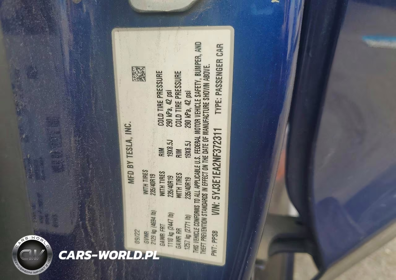 2022 Tesla Model 3 VIN:5YJ3E1EA2NF372311 - 12
