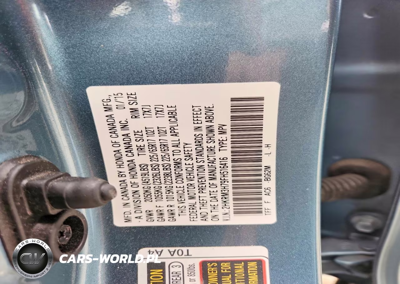 2015 Honda Cr-V Exl VIN:2HKRM3H79FH516416 - 13