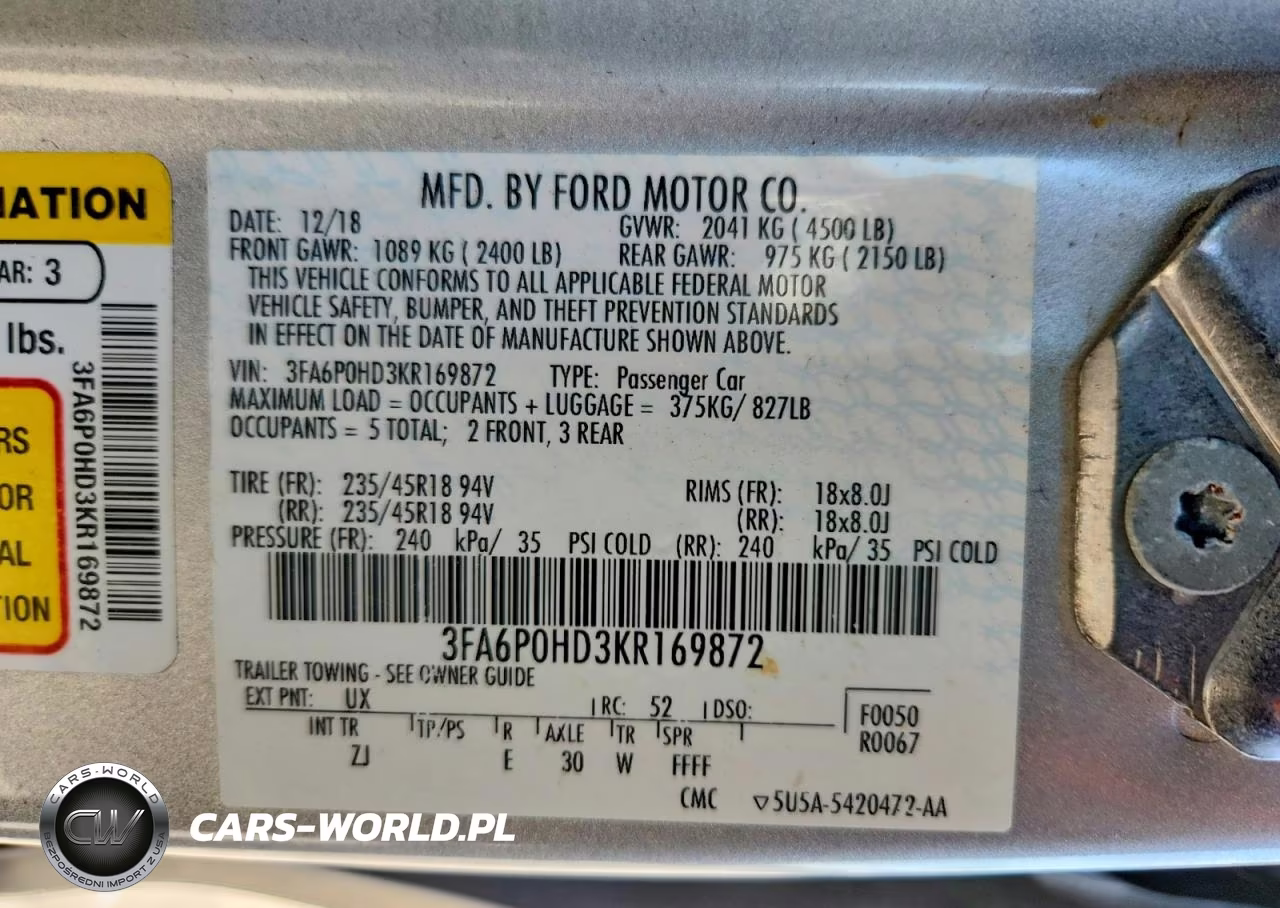 2019 Ford Fusion Se VIN:3FA6P0HD3KR169872 - 13
