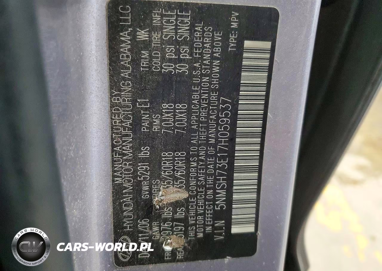 2007 Hyundai Santa Fe Se VIN:5NMSH73E17H059537 - 13