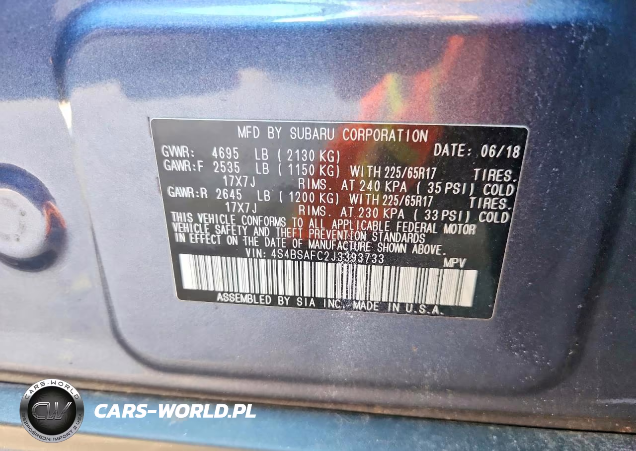 2018 Subaru Outback 2.5I Premium VIN:4S4BSAFC2J3393733 - 13