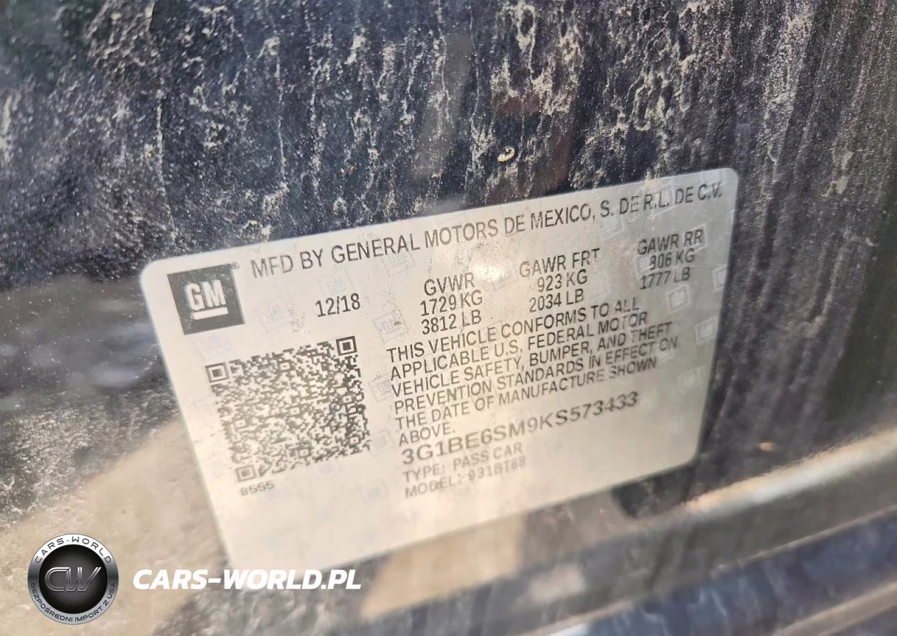 2019 Chevrolet Cruze Lt VIN:3G1BE6SM9KS573433 - 13