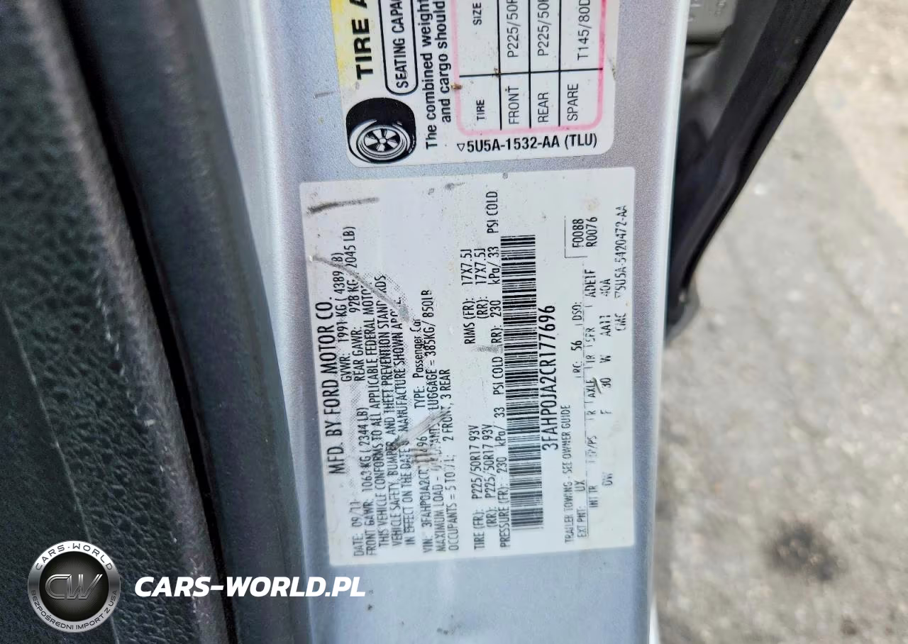 2012 Ford Fusion Sel VIN:3FAHP0JA2CR177696 - 12