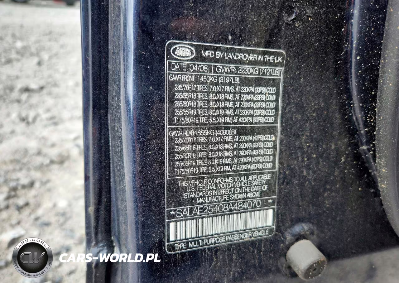 2008 Land Rover Lr3 Se VIN:SALAE25408A484070 - 13