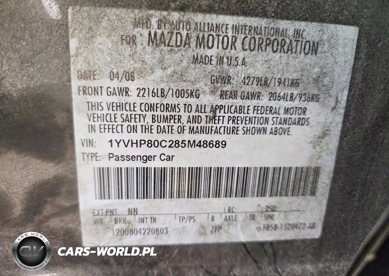 2008 Mazda 6 I VIN:1YVHP80C285M48689 - 13