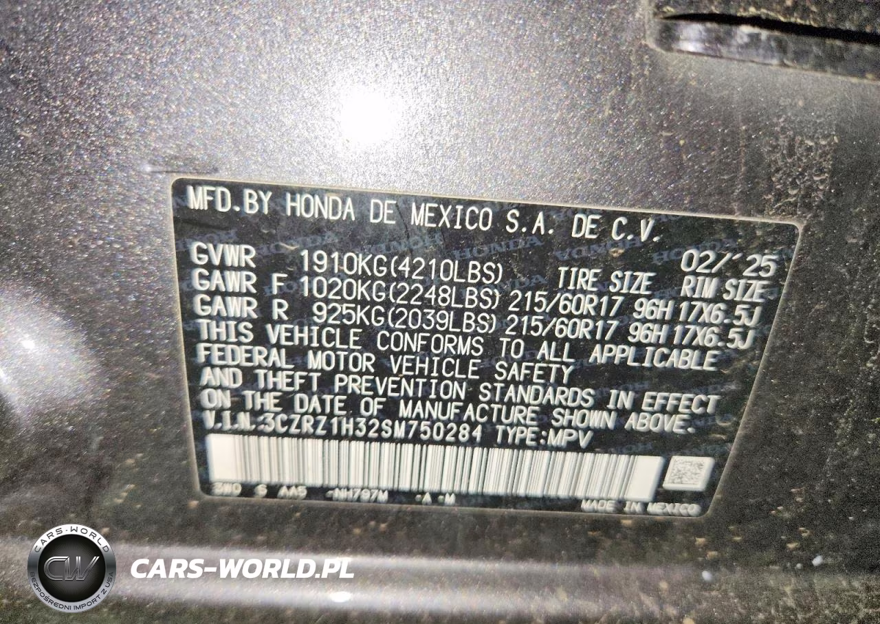 2025 Honda Hr-V Lx VIN:3CZRZ1H32SM750284 - 13