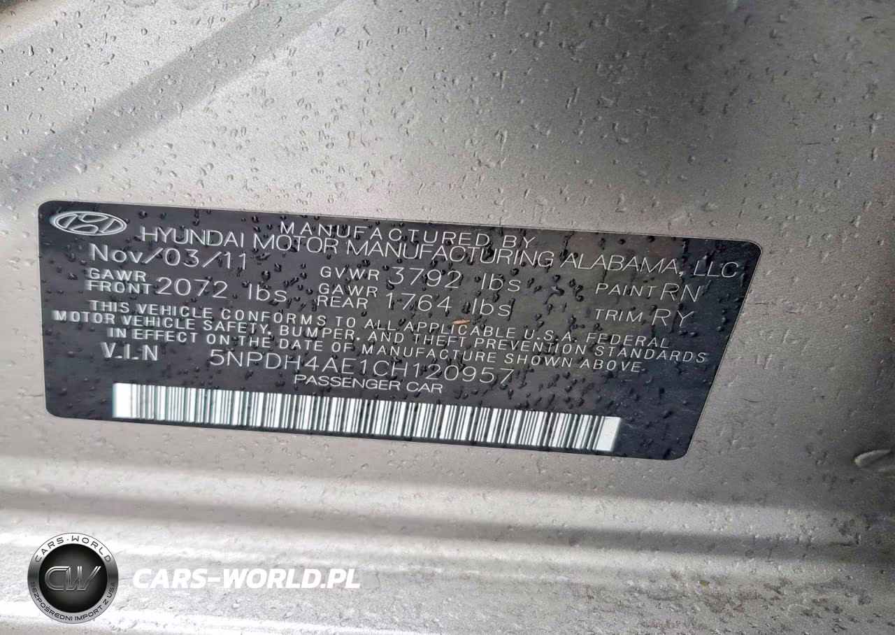 2012 Hyundai Elantra Limited VIN:5NPDH4AE1CH120957 - 12