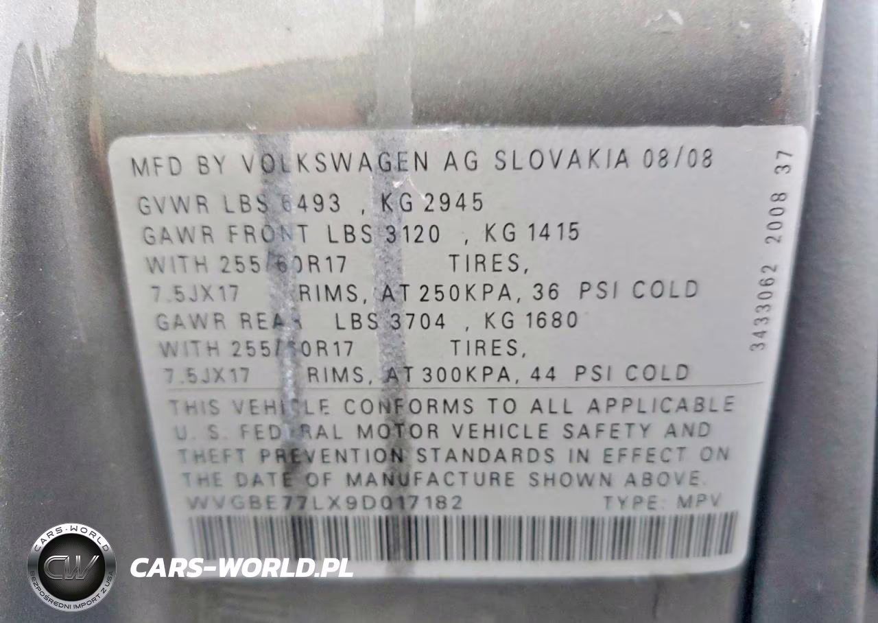2009 Volkswagen Touareg 2 V6 VIN:WVGBE77LX9D017182 - 13