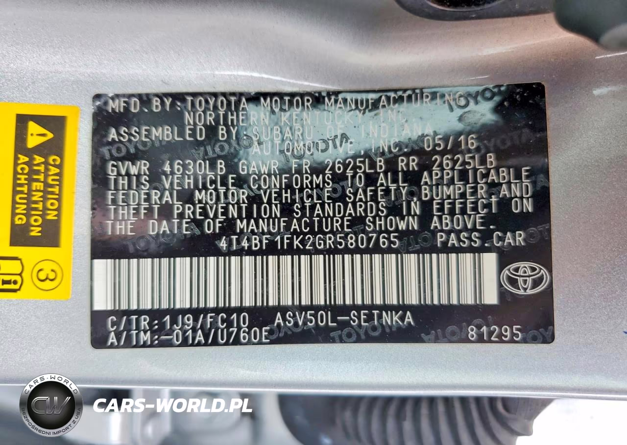 2016 Toyota Camry Le VIN:4T4BF1FK2GR580765 - 13