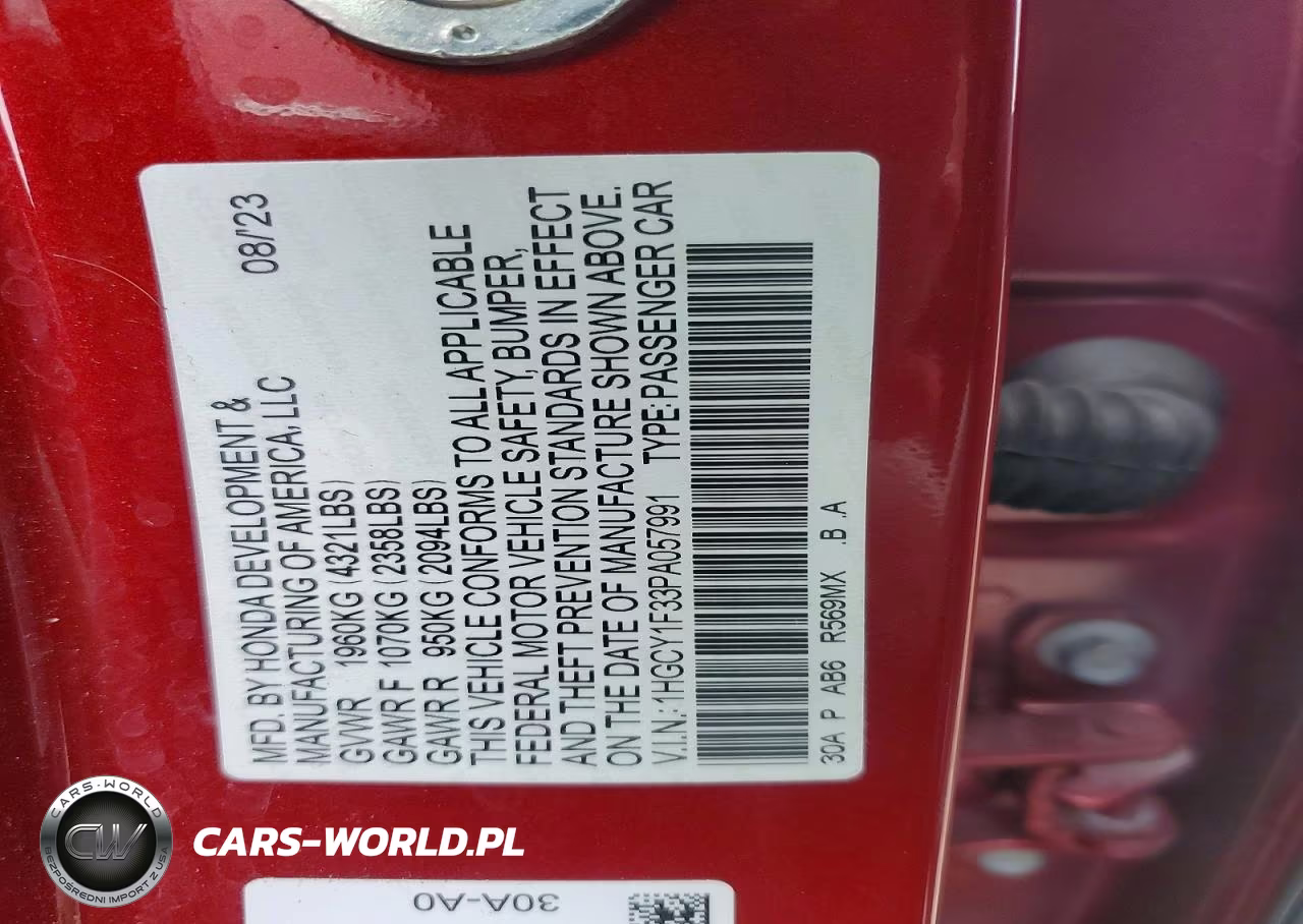 2023 Honda Accord Ex VIN:1HGCY1F33PA057991 - 12