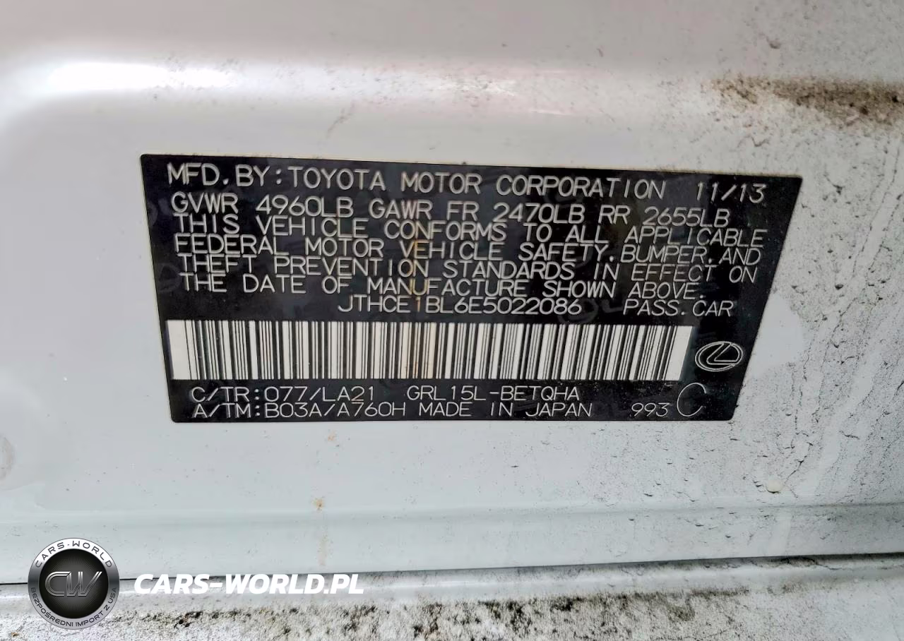 2014 Lexus Gs 350 VIN:JTHCE1BL6E5022086 - 12