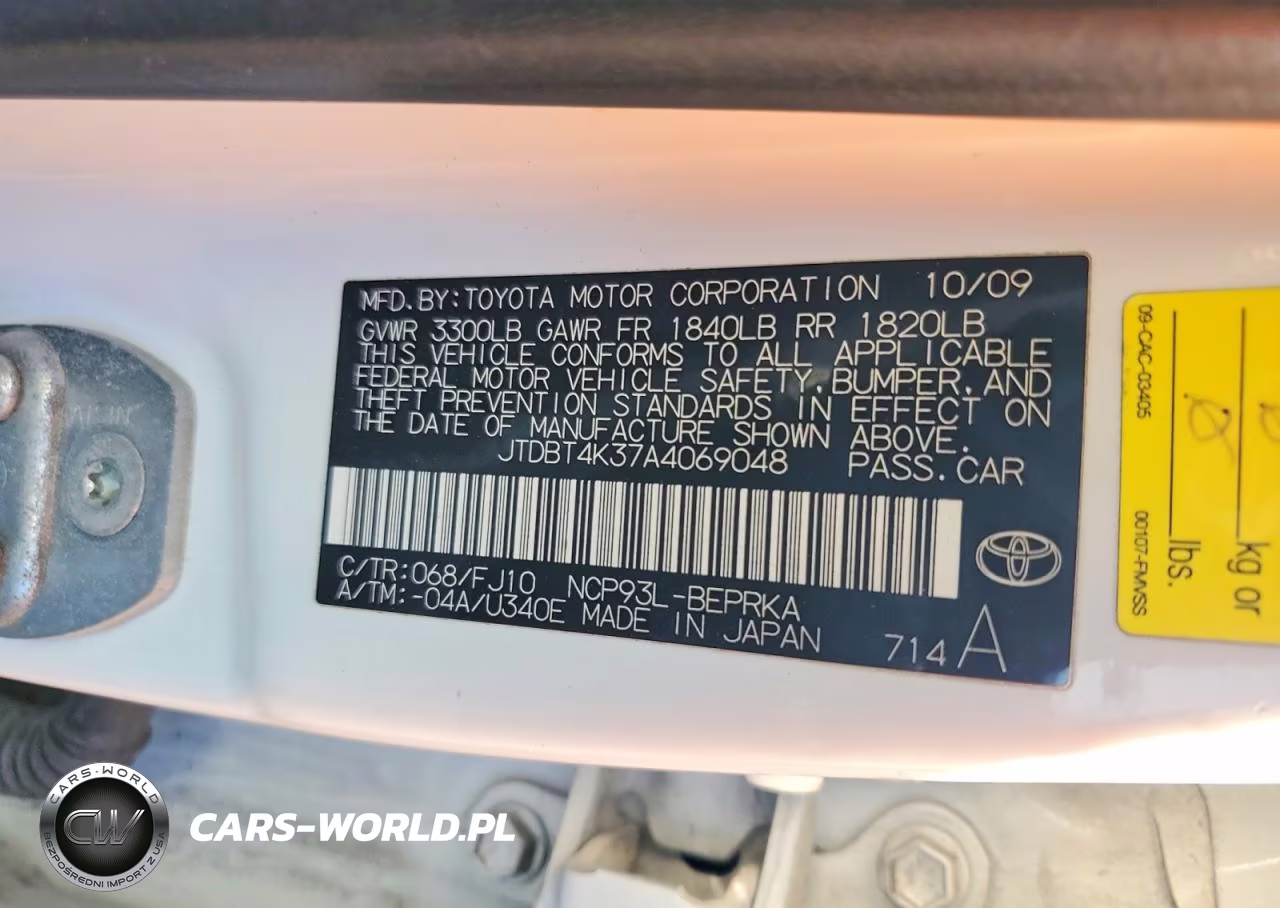 2010 Toyota Yaris Base VIN:JTDBT4K37A4069048 - 12