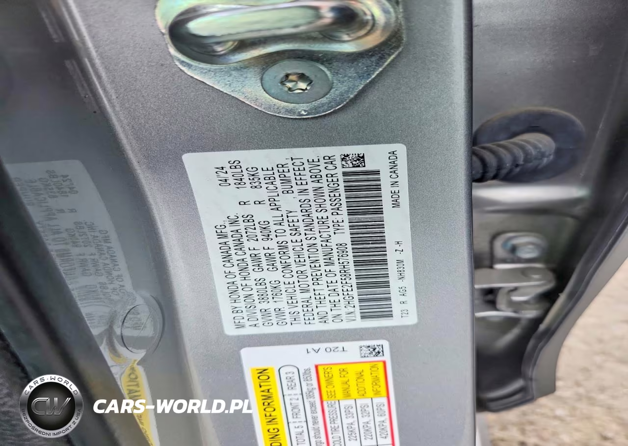 2024 Honda Civic Sport VIN:2HGFE2F58RH576908 - 12