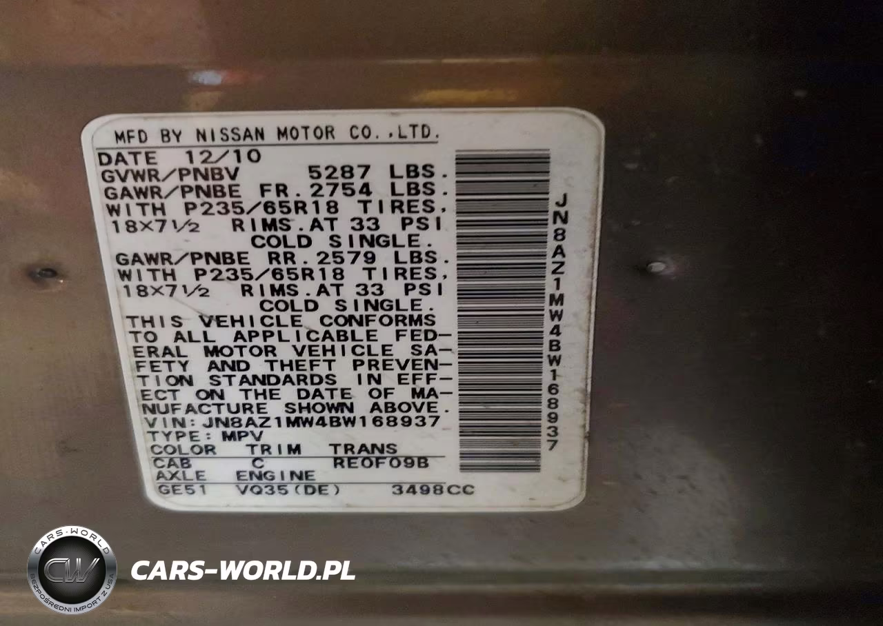 2011 Nissan Murano S VIN:JN8AZ1MW4BW168937 - 13