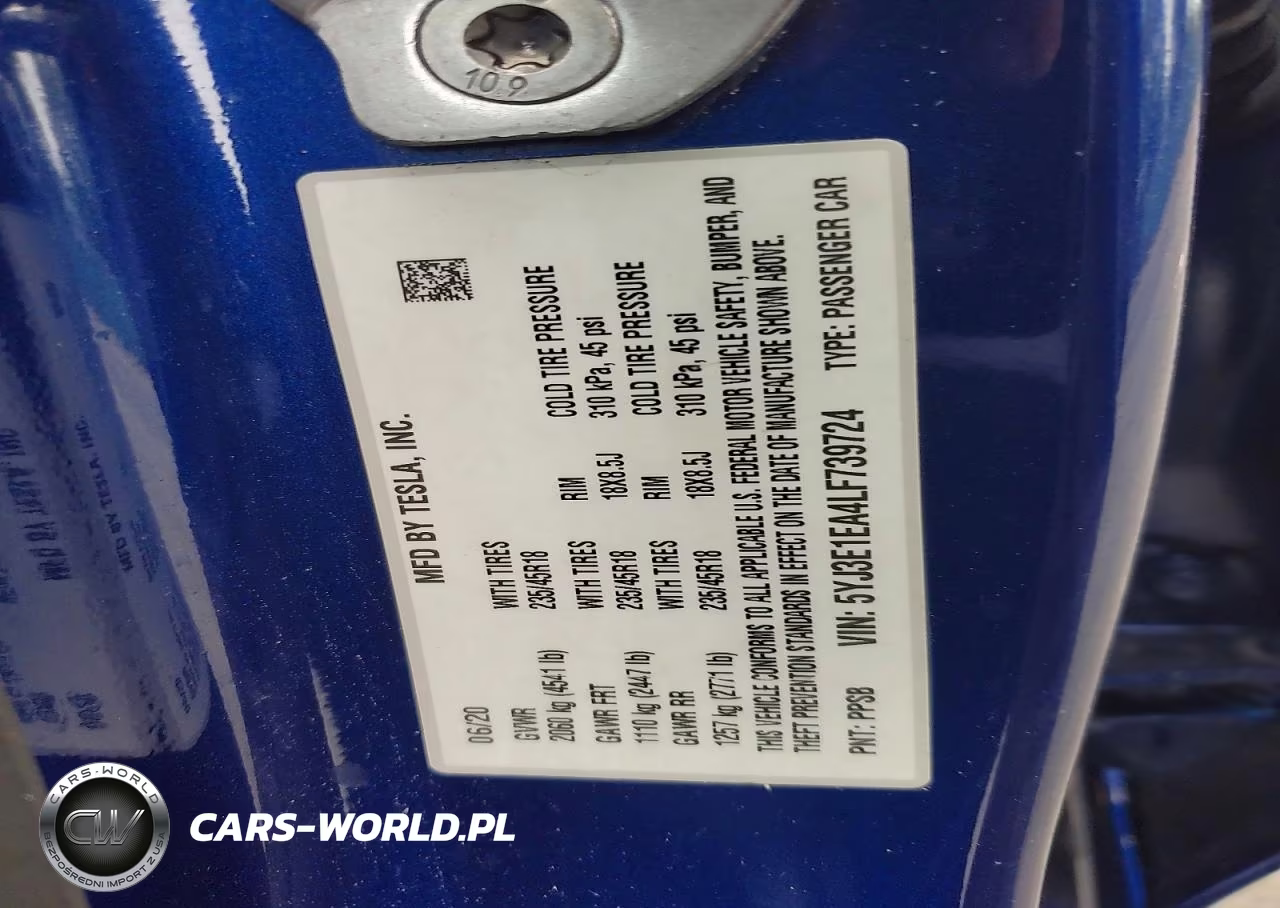 2020 Tesla Model 3 VIN:5YJ3E1EA4LF739724 - 12