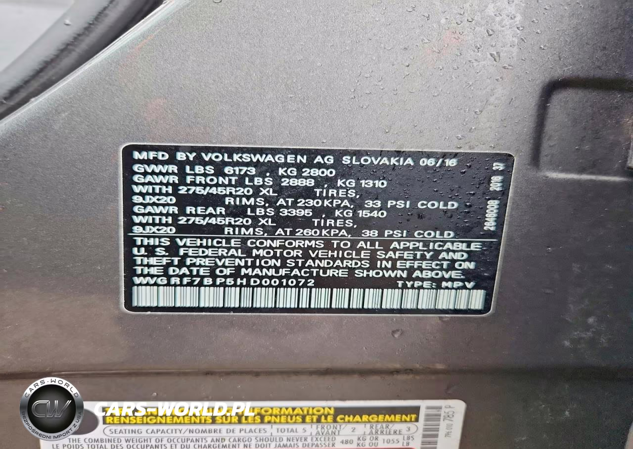 2017 Volkswagen Touareg Wolfsburg VIN:WVGRF7BP5HD001072 - 12