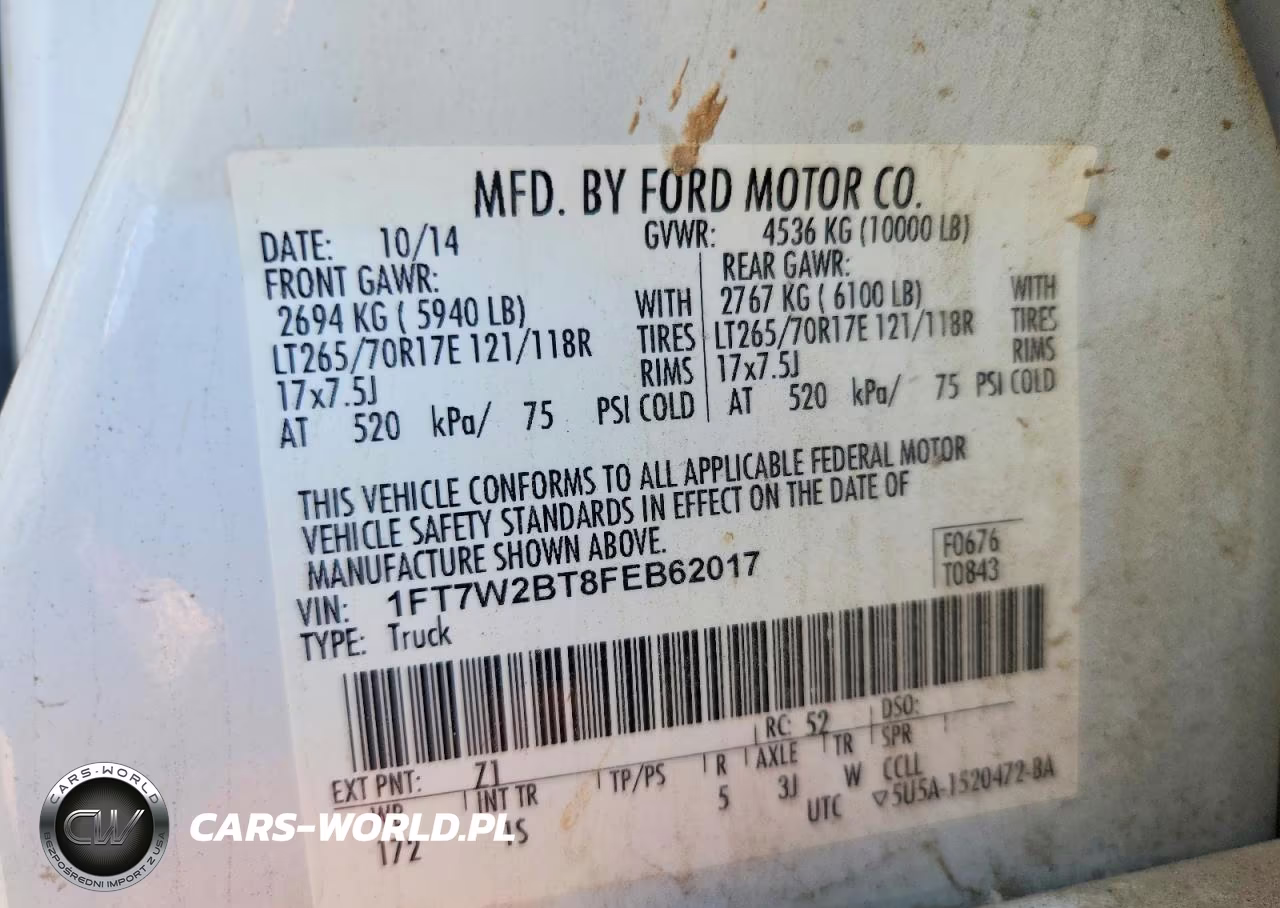 2015 Ford F250 Super Duty VIN:1FT7W2BT8FEB62017 - 13